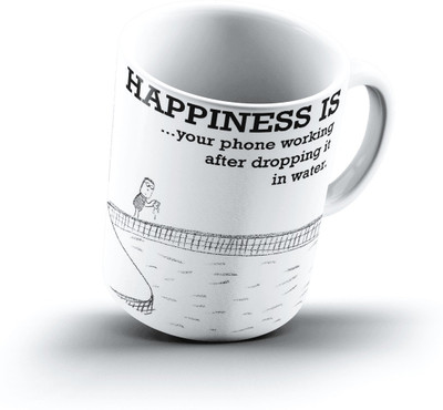 

Ucard Happiness Is1800 Bone China, Ceramic, Porcelain Mug(325 ml), Multicolor