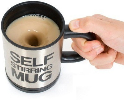 

MK Self Stirring With Lid Stainless Steel Mug(350 ml), Black;silver