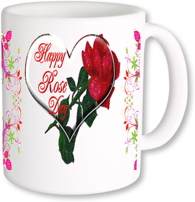 

PhotogiftsIndia Happy Rose Day With Heart Ceramic Mug(325 ml), Multicolor