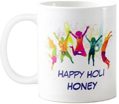 

Exoctic Silver Happy Holi Honey Series001 Ceramic Mug(330 ml), Multicolor