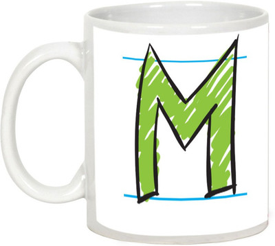 

AllUPrints Colorful Handwritten Alphabet Letters "M" Ceramic Mug(325 ml), White