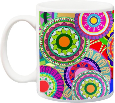 ME&YOU Gift for Holi;Happy Holi colorfull Rangoli designer 3D printed Ceramic Coffee Mug(325 ml)