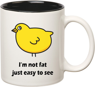 

HuppmeGift Fat Inner Black Ceramic Mug(350 ml), Black;white