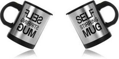 

Capstone Self Stirring Stainless Steel Mug(250 ml, Pack of 2), Black