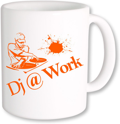 

PhotogiftsIndia Dj @ Work Ceramic Mug(325 ml), Multicolor
