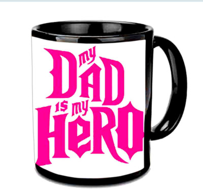 

Raj Laxmi My Dad Is My Hero Multicolor Ceramic Mug(350 ml), Black