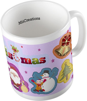 

MiiCreations Printed Merry Christmas Wishes Ceramic Mug(325 ml), Multicolor