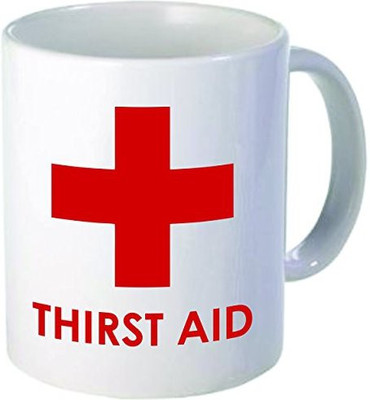 

Rikki Knight Knight Thirst Aid Funny Quotes Design Ceramic Coffee Cups, 11 oz, White Ceramic Mug(60 ml), Multicolor
