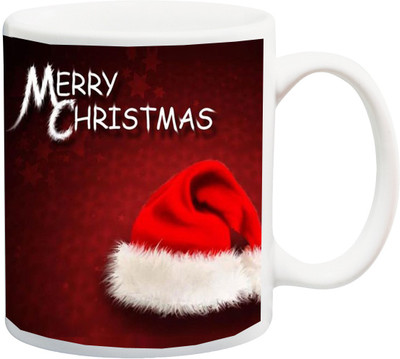 

ME&YOU Gift For Famaly Relative;Merry Christmas Red Cap Printed Ceramic Mug(325 ml), Multicolor