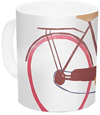 

Kess InHouse InHouse Alik Arzoumanian Bike White Pink Ceramic Coffee, 11 oz, Multicolor Ceramic Mug(60 ml)
