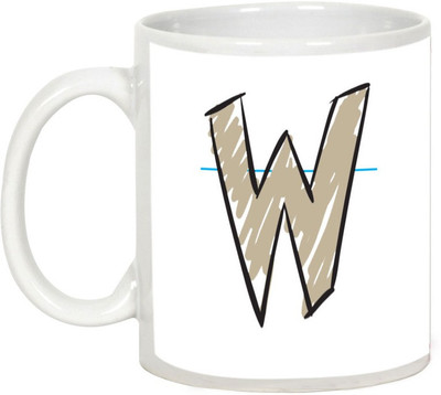 

AllUPrints Colorful Handwritten Alphabet Letters "W" Ceramic Mug(325 ml), White