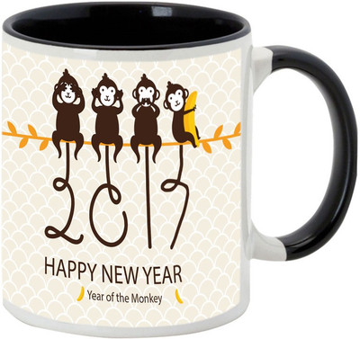 

AllUPrints Happy New Year To Everyone Around Black Ceramic Mug(325 ml)