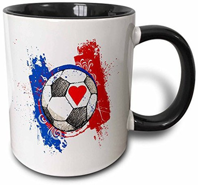 

3dRose mug_62269_4 I Love Soccer Two Tone Black, 11 oz, Black/White Ceramic Mug(60 ml), Multicolor