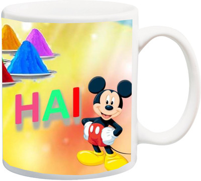 

ME&YOU Gift for Holi;Holee hai HD printed Ceramic Mug(325 ml), Multicolor