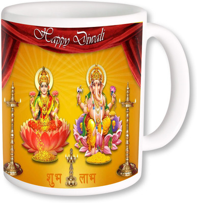 

PhotogiftsIndia Laxmi Ganesh With Happy Diwali Coffee Ceramic Mug(325 ml), Multicolor