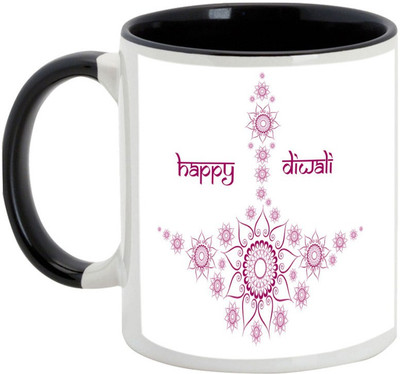 

AllUPrints Gifts For Diwali - Beautiful Rangoli On Deepawali Ceramic Mug(325 ml), Black