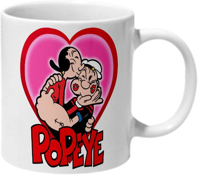 Mooch Wale Popeye Olive Valentine Ceramic Mug(325 ml), Multicolor