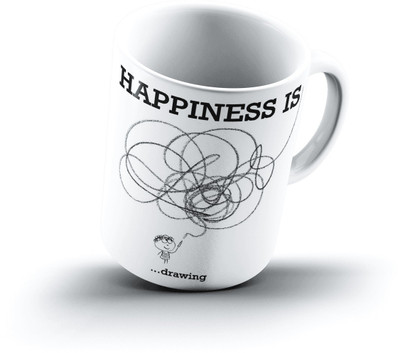 

Ucard Happiness Is1409 Bone China, Ceramic, Porcelain Mug(325 ml), Multicolor