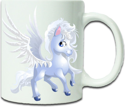 

Maison N Mode Wh Fly Horse Coffee Ceramic Mug(330 ml), Multicolor