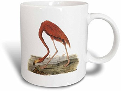 

3dRose mug_179018_2 Pink Flamingo Vintage Bird Ceramic, 15 oz, White Ceramic Mug(60 ml), Multicolor