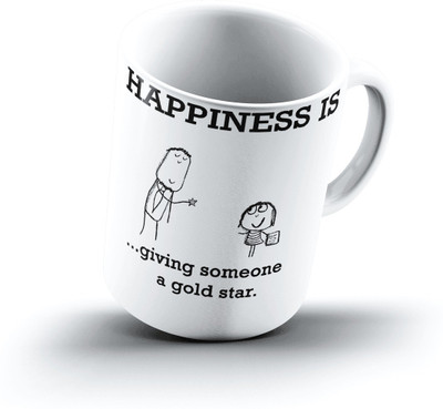 

Ucard Happiness Is1296 Bone China, Ceramic, Porcelain Mug(325 ml), Multicolor