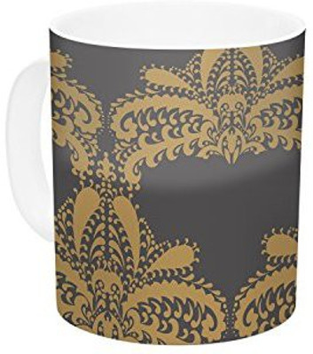 

Kess InHouse InHouse Nandita Singh Decorative Motif Gold Copper Floral Ceramic Coffee, 11 oz, Multicolor Ceramic Mug(60 ml)