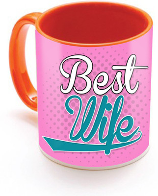 

SKY TRENDS Best Wife With Pink Background Special Gifts For Birthday And Anniversary Inner Color Ceramic Mug(320 ml), Multicolor