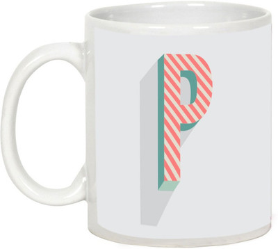 

AllUPrints Retro Design Alphabet Letters "P" Ceramic Mug(325 ml), White