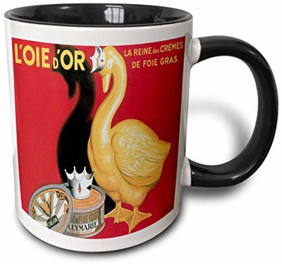 

3dRose Vintage L Oie D Or La Reine Des Cremes French Food Advertising Poster Two Tone Black, 11 oz, Black/White Ceramic Mug(60 ml), Multicolor