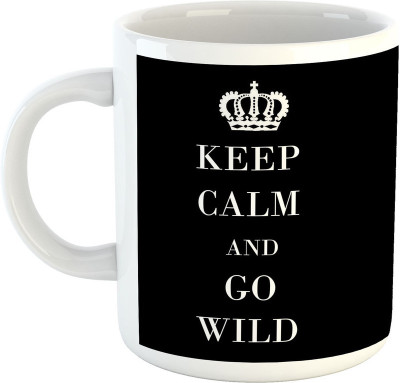 

Deeher Gifts Keep calm and go wild Ceramic Mug(330 ml), Black;white