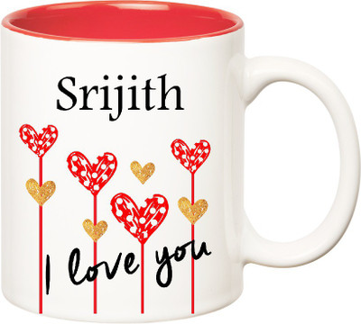 

Huppme I Love You Srijith Inner Red (350 ml) Ceramic Mug(350 ml), Red;white