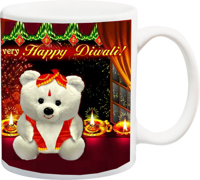 

ME&YOU Best Deepwali Wishes; Special Teddy Wishing a Very Happy Diwali Ceramic Mug(325 ml), Multicolor