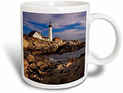 

3dRose Coastline, Portland Head Lighthouse, Maine, USA Us20 Bjn0046 Brian Jannsen Ceramic, 11 oz, White Ceramic Mug(60 ml), Multicolor