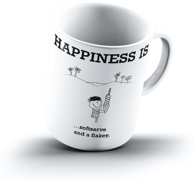 

Ucard Happiness Is1568 Bone China, Ceramic, Porcelain Mug(325 ml), Multicolor