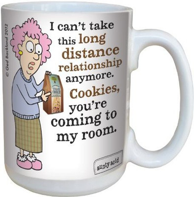 

Tree-Free Greetings Greetings lm43827 Hilarious Aunty Acid Long Distance Relationships by The Backland Studio Ceramic, 15-Ounce Ceramic Mug(60 ml), Multicolor