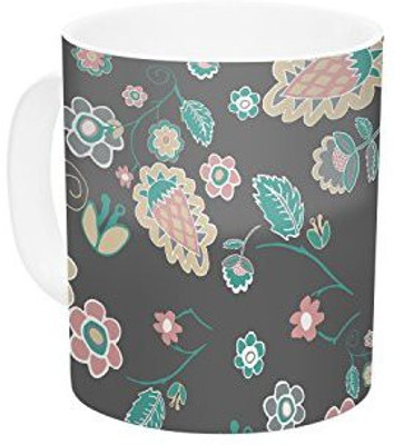 

Kess InHouse InHouse Nika Martinez Cute Winter Floral Gray Pastel Ceramic Coffee, 11 oz, Multicolor Ceramic Mug(60 ml)