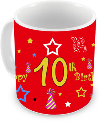 

Tied Ribbons Gift For 10th Happy Birthday Ceramic Mug(350 ml), White