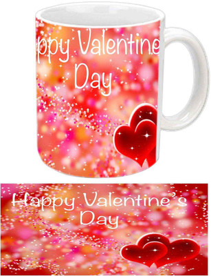 

Raj Laxmi Twin heart valentine white Ceramic Mug(364 ml)