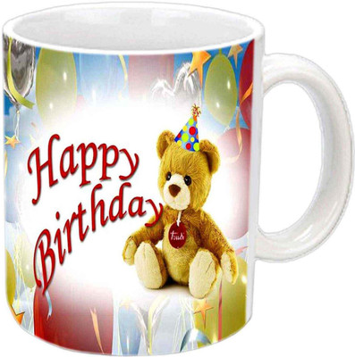 

Raj Laxmi b'day teddy white Ceramic Mug(350 ml)