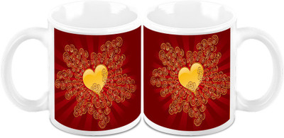 

Homesogood Joyous Valentine's Day (Set Of 2) Ceramic Mug(325 ml, Pack of 2)