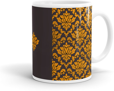 

Heartzy Royal Golden Pattern Ceramic Mug(300 ml), Brown;yellow
