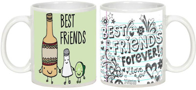 

AllUPrints Friendship Day Gifts - Gift For Friend (Design 14) Ceramic Mug(325 ml, Pack of 2), White