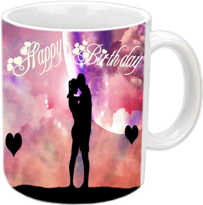 Raj Laxmi Lovely Couple Happy Birthday White Ceramic Mug(3.5 ml)