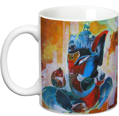 

Prithish Ganpati Bappa Design5 Ceramic Mug(350 ml), Multicolor