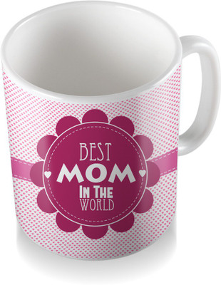 

SKY TRENDS Best Mom In The World With Flower Gifts For Mother's Day Ceramic Coffee Ceramic Mug(3.2 ml), White