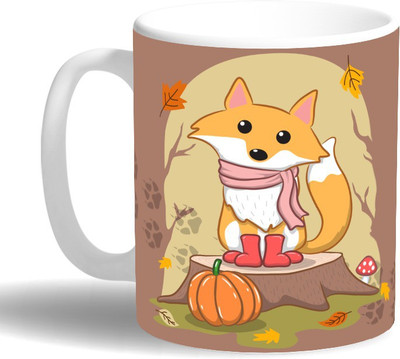 

PRINT OPERA Baby Fox Ceramic Mug(330 ml), Multicolor