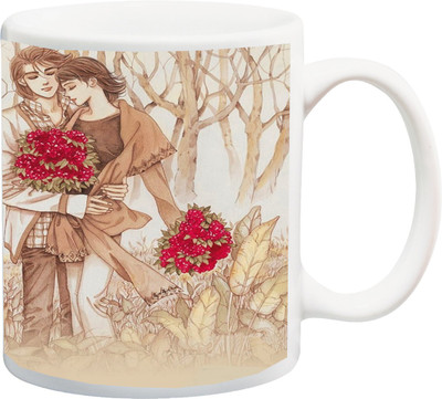 

ME&YOU Gift for Husband/Wife/Boyfriend/Girlfriend/Couple On Valentine's Day Or Anniversary;Special Beautiful Girl And Boy Rose Red 3D Printed Ceramic Mug(325 ml), Multicolor