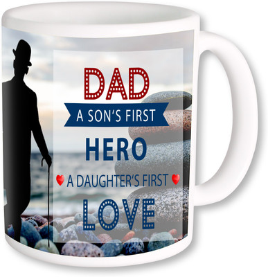 PhotogiftsIndia My Hero my Dad 03 Ceramic Mug(325 ml), Multicolor