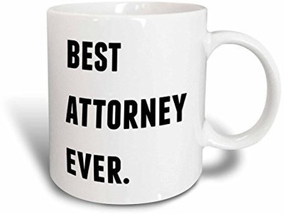 

3dRose mug_213384_1 Best Attorney Ever, Black Letters on a White Background Ceramic, 11 oz, White Ceramic Mug(60 ml)
