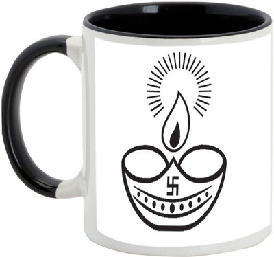 

AllUPrints Gifts For Diwali - Enjoy Victory Of Truth On Deepawali Ceramic Mug(325 ml), Black